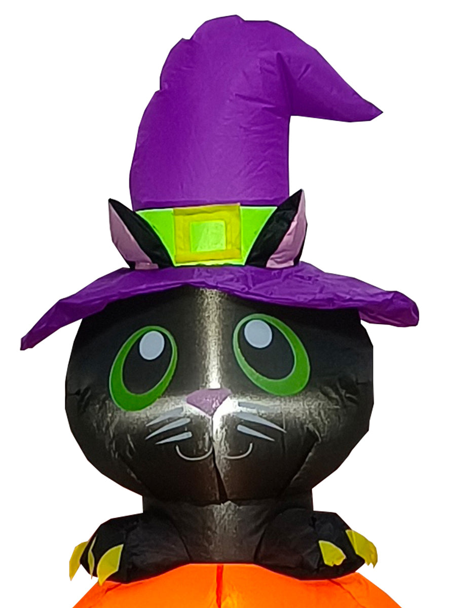 Pumpkin And Cat 4 Foot Tall Inflatable Halloween Decoration - Close Image