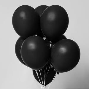 Image of inflated black balloons