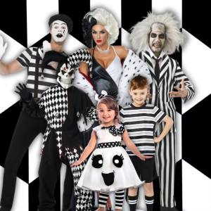 Image of people in black and white costumes