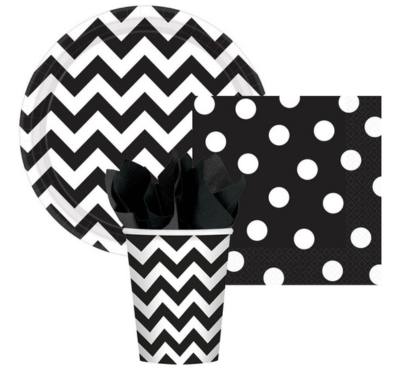 Image of black and white party supplies