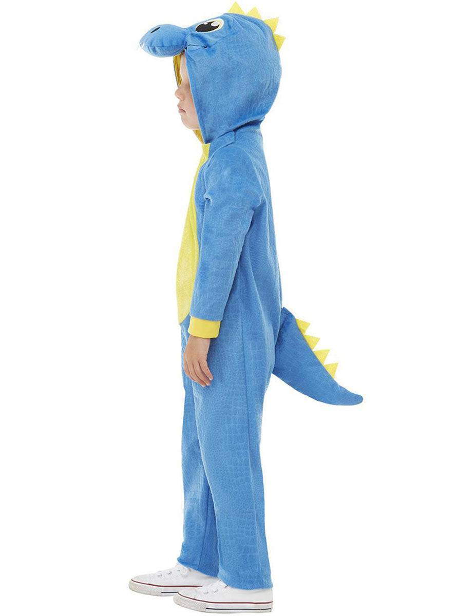 Image of Cute Blue Dinosaur Toddler Onesie Costume - Side View