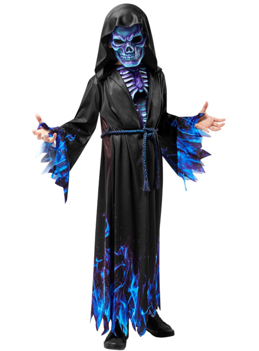 Boys Blue Flame Reaper Halloween Costume - Main Image