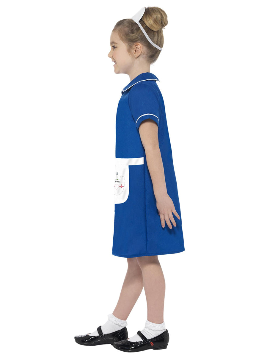 girls blue nurse occupational dress - Side image