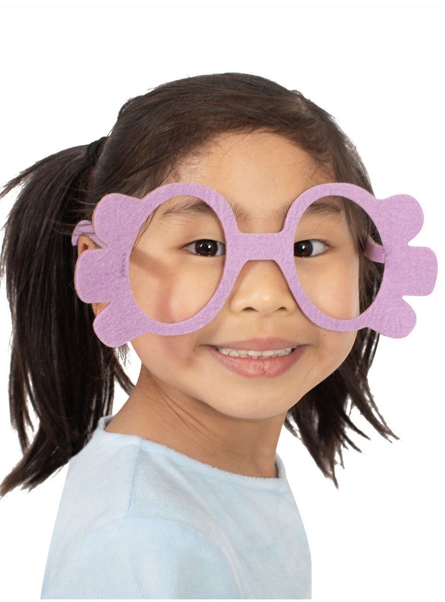 The Grannies Girls Purple Felt Bluey Costume Glasses - Main Image