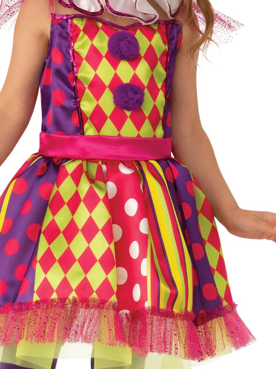 Girls Bright Harlequin Circus Costume - Close Image