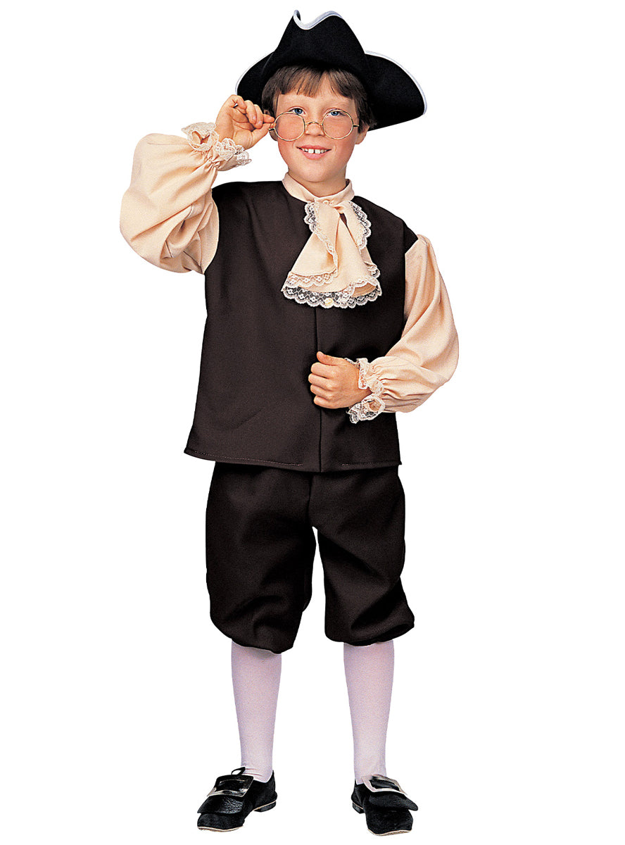 Boys Black Colonial Costume - Main Image