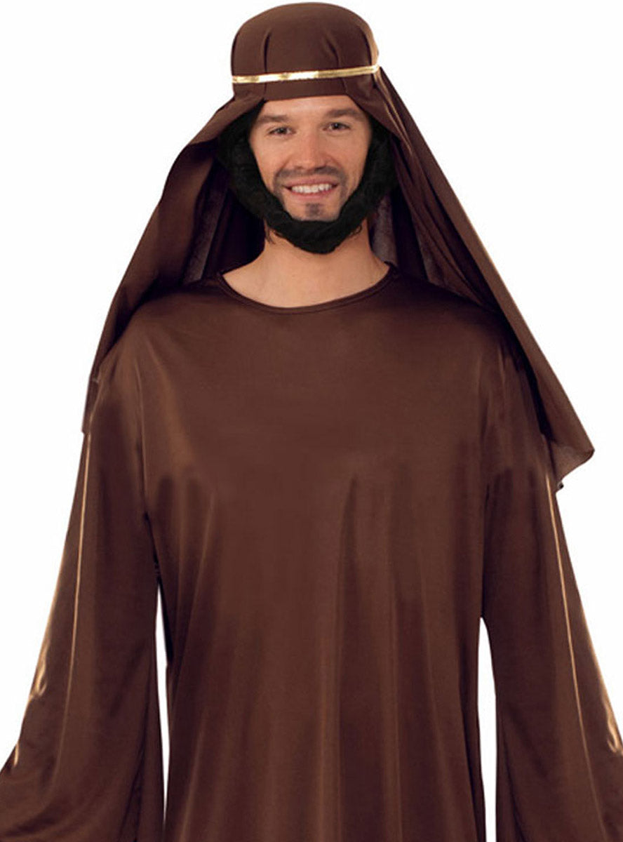 Mens Brown Biblical Shepherd Christmas Nativity Costume - Close Image