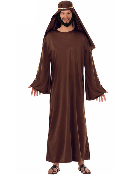 Mens Brown Biblical Shepherd Christmas Nativity Costume - Main Image