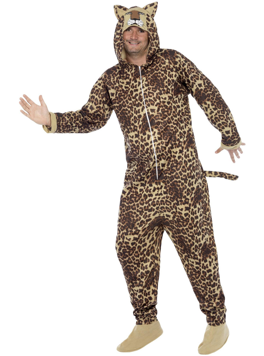 Mens animal leopard onesie costume - Main image