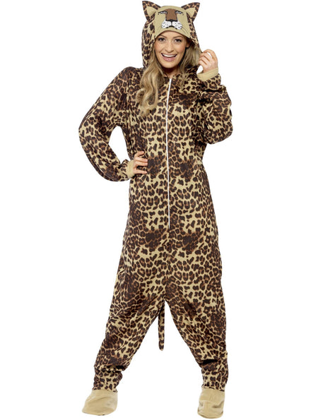 Womens animal leopard onesie costume - Main image