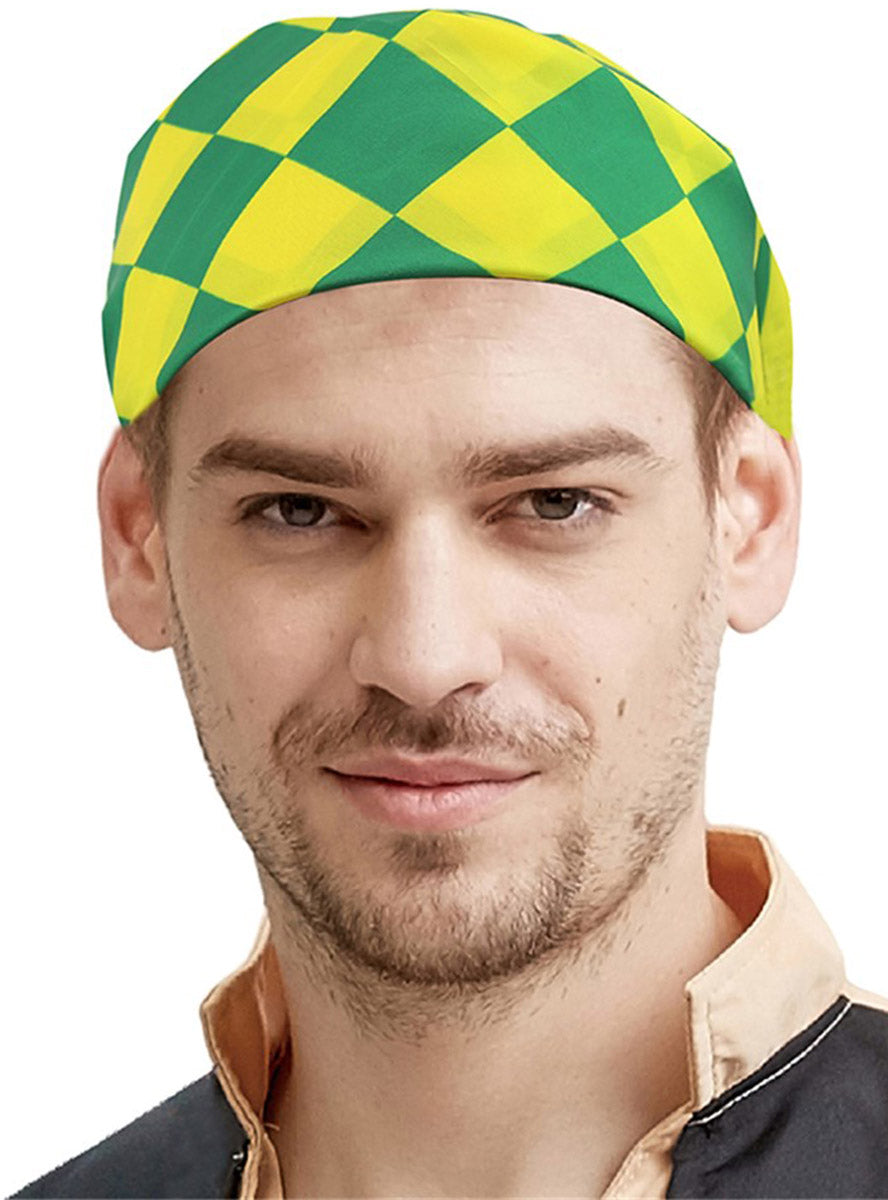 Green And Gold Checkered Costume Bandanna - Main Image