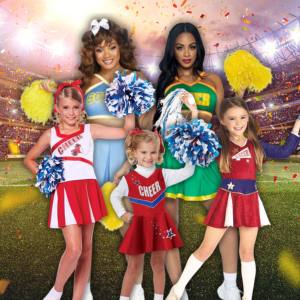 Image of girls and women in cheerleader costumes