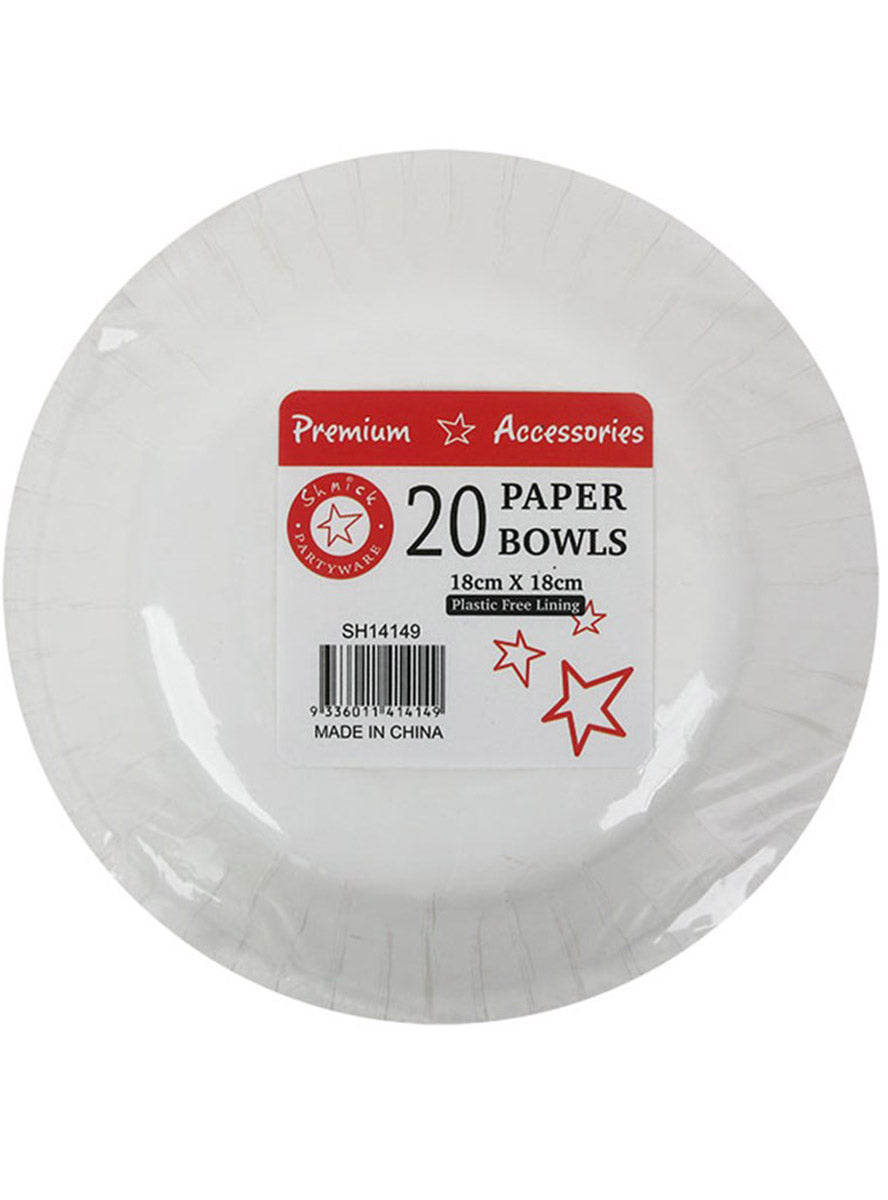 Cherry Red 18cm 20 Pack Paper Party Bowls