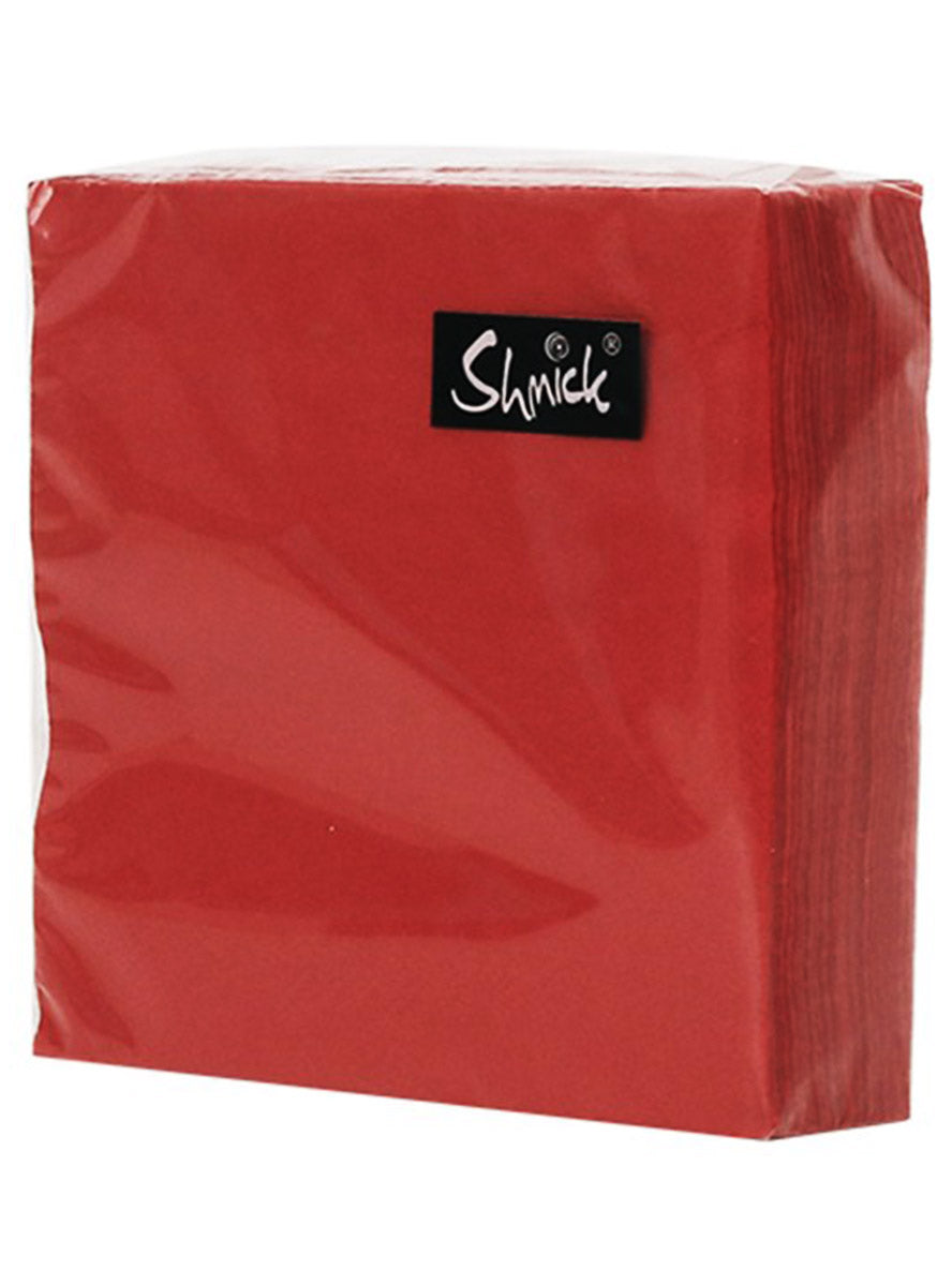 Square 33cm 40 Pack of Cherry Red Paper Napkins - Packaging Image