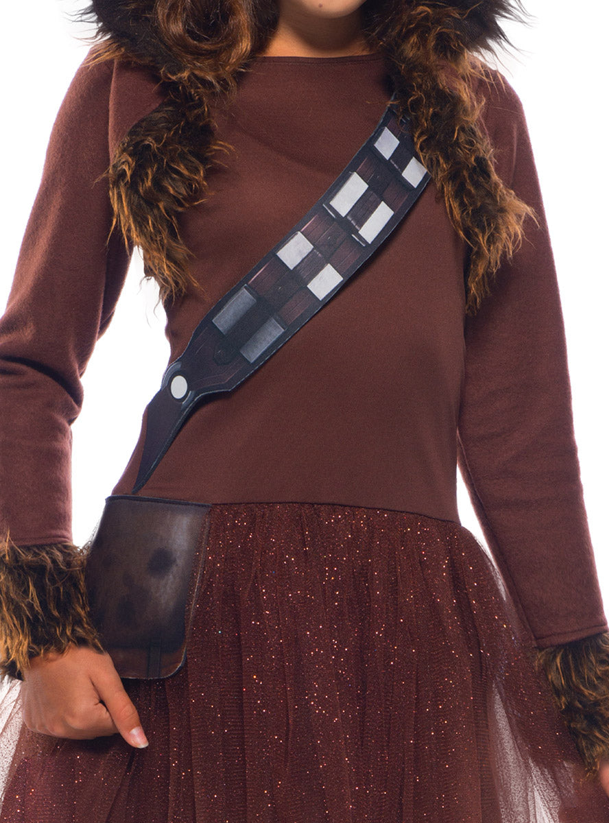 Image of Chewbacca Girls Hooded Star Wars Costume Dress - Close Up Image 1