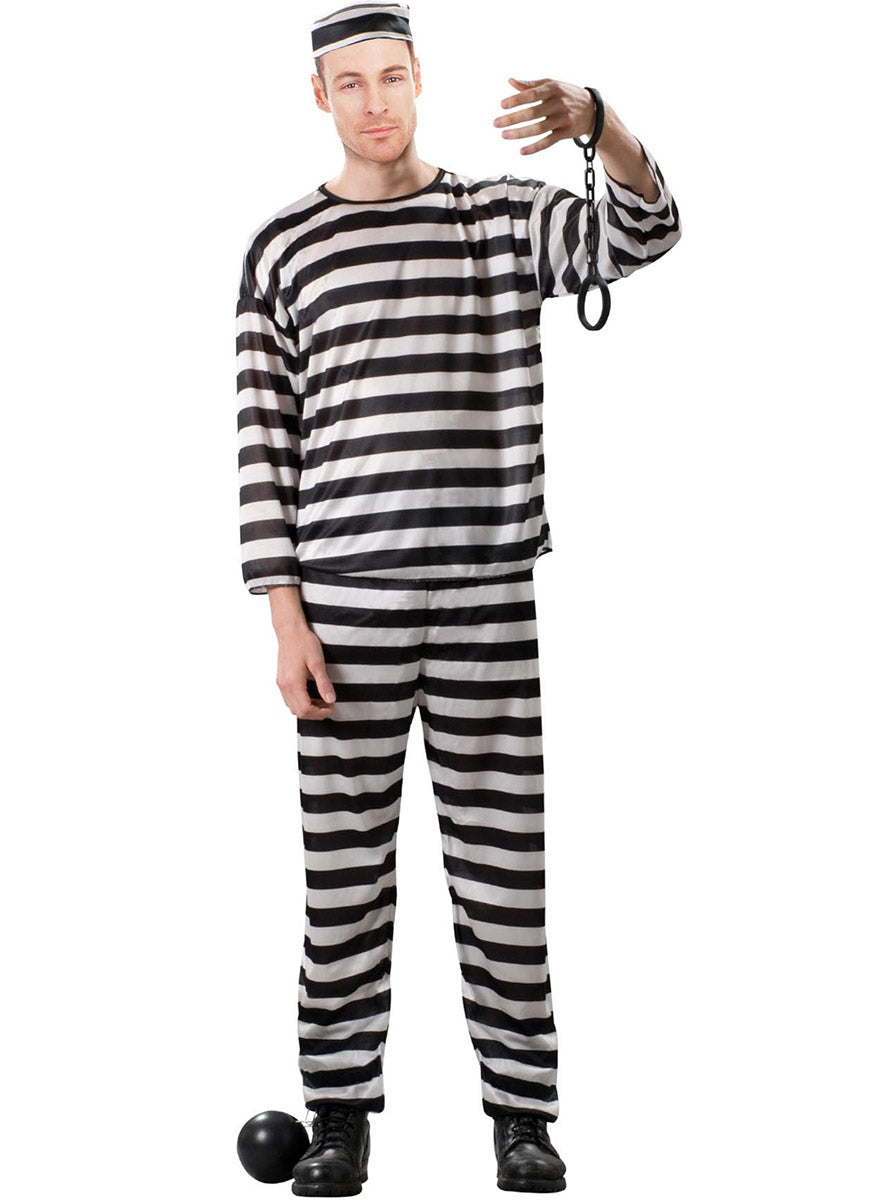 Image of Striped Black And White Classic Convict Plus Size Mens Costume