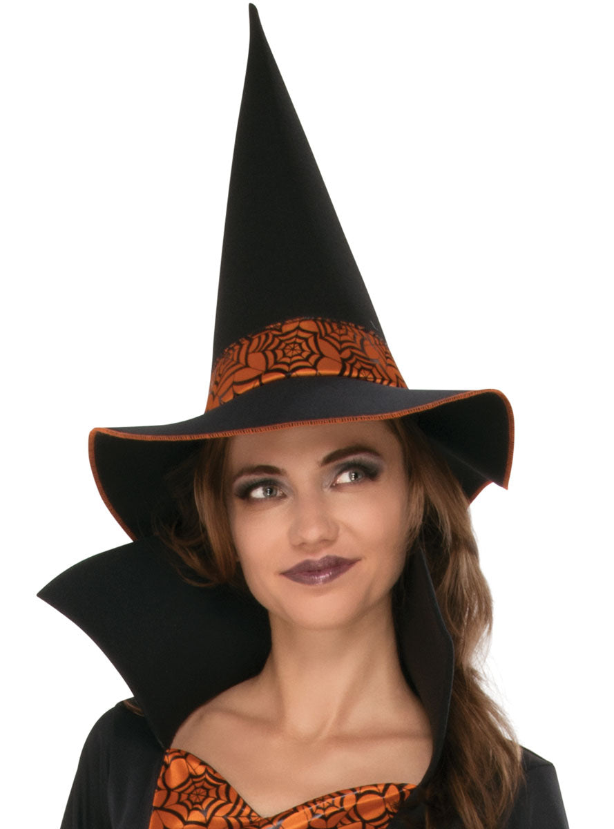 Image of Classic Orange Witch Plus Size Womens Halloween Costume - Close Image 2