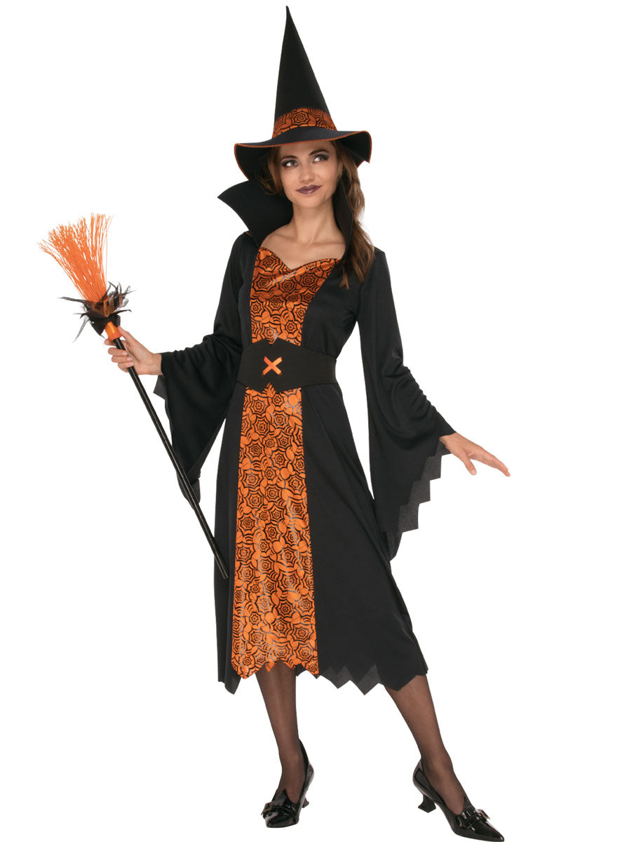 Image of Classic Orange Witch Plus Size Womens Halloween Costume - Main Image