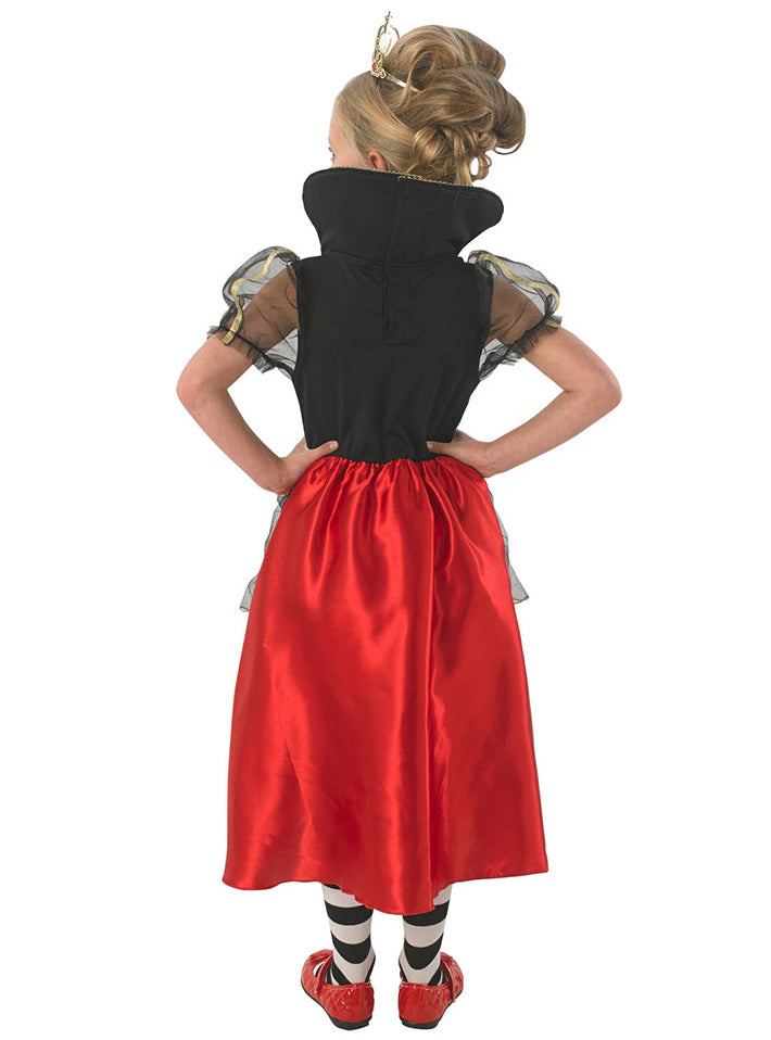 Girls Classic Red Queen Of Hearts Alice In Wonderland Costume -Back Image