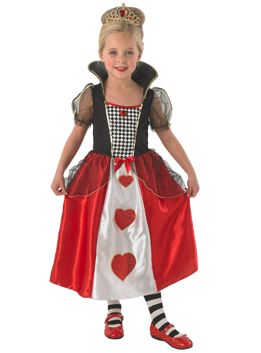 Girls Classic Red Queen Of Hearts Alice In Wonderland Costume - Main Image