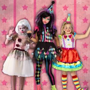 Image of girls in clown costumes