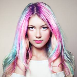 Image of a woman with colourful hair