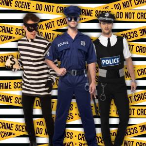 Image of men in cops and robbers costumes