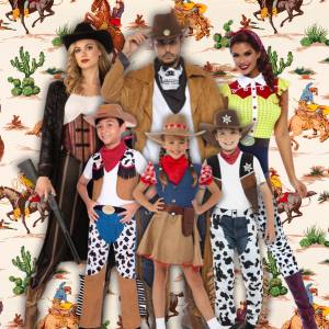 Image of people in cowboy and cowgirl costumes