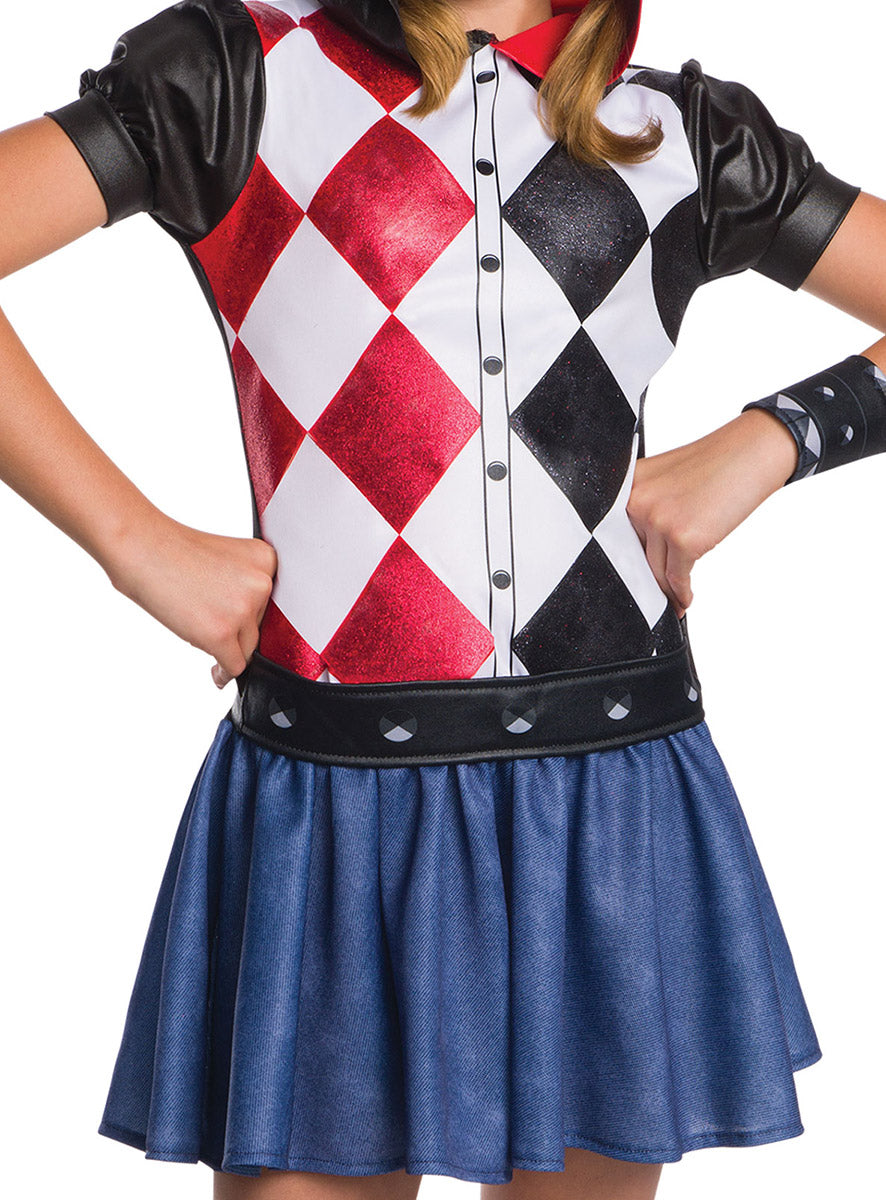 Close Image of Harley Quinn Hooded DC Superhero Girls Costume