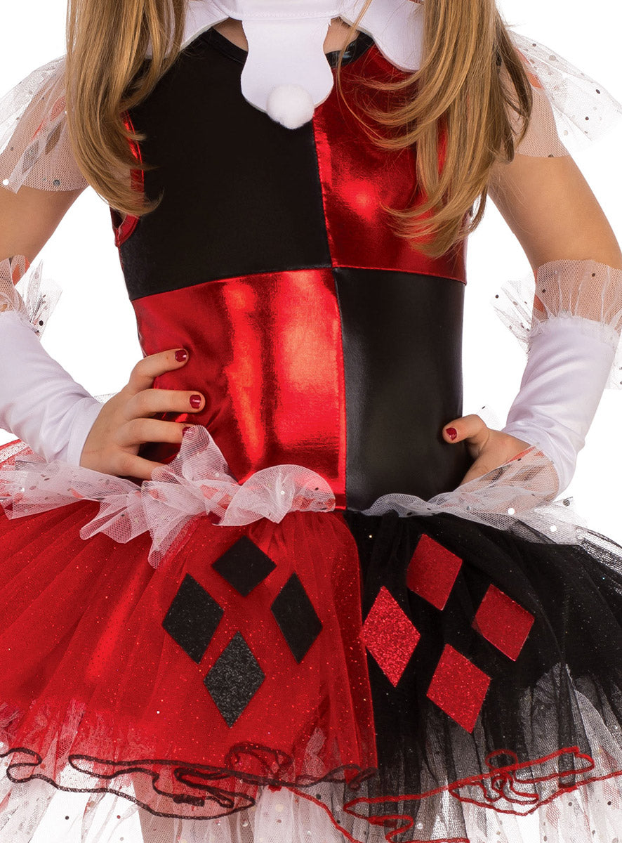 Close Image of Harley Quinn Deluxe DC Villain Girls Tutu Costume