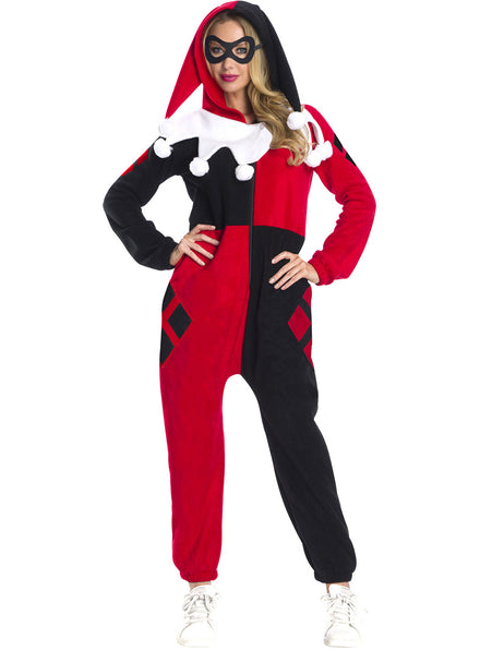 Main Image of Harley Quinn Hooded DC Comics Womens Onesie Costume