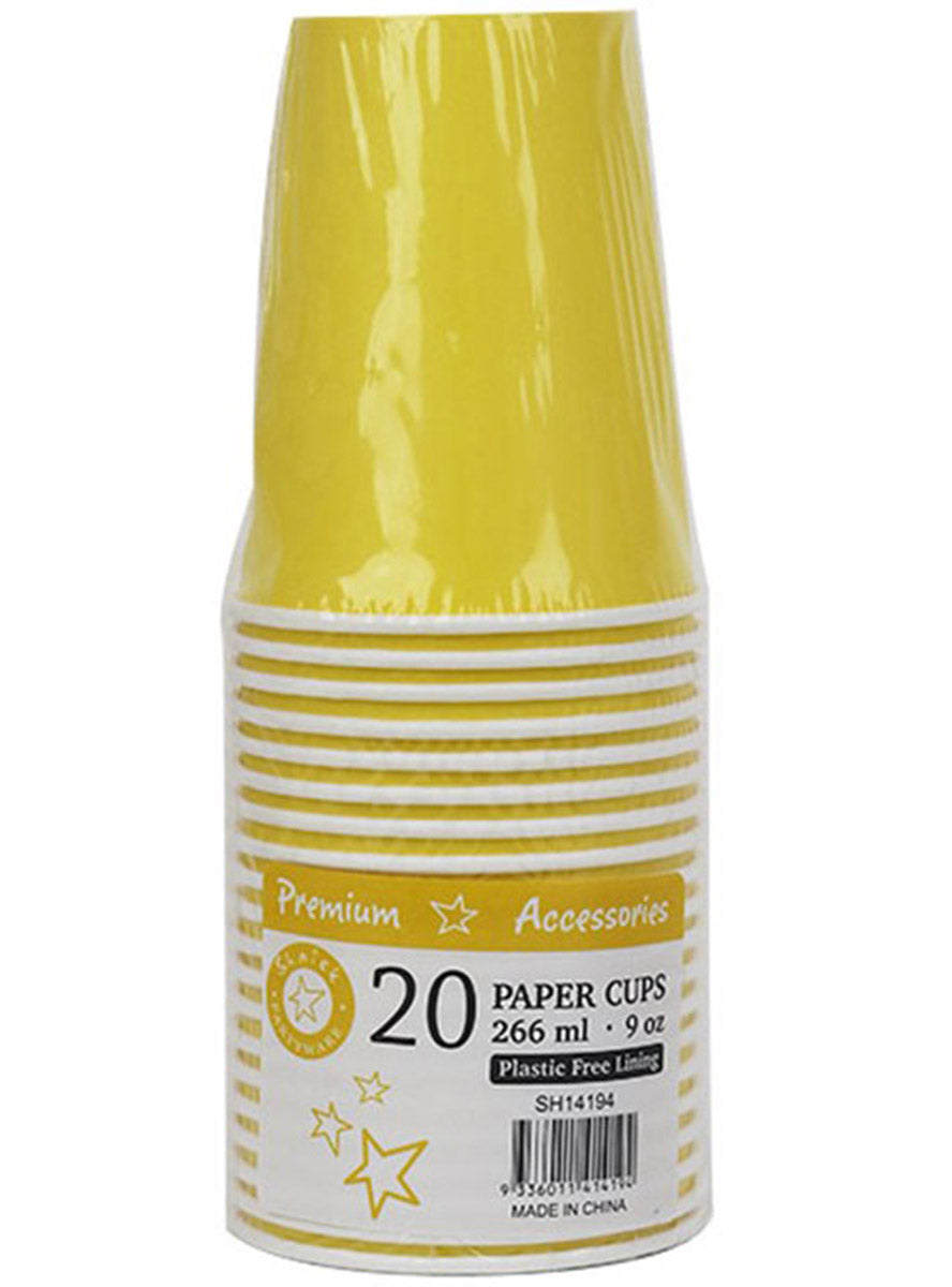 226ml 20 Pack Dandelion Yellow Paper Cups - Packaging Image