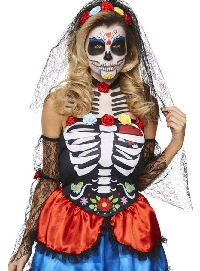 Close image of Day Of The Dead Senorita Plus Size Womens Sugar Skull Costume