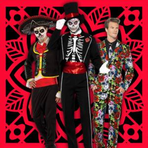 Image of men in Day of the Dead costumes