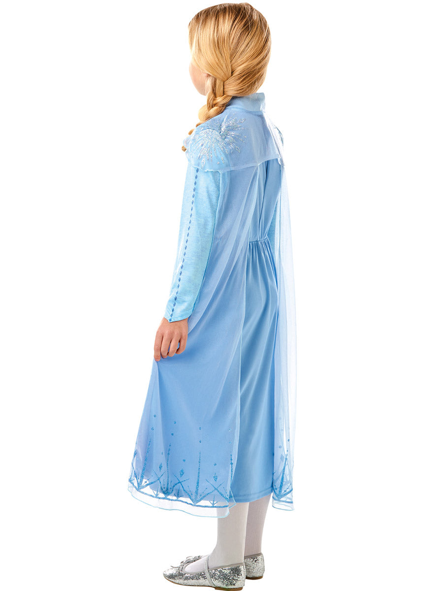 Side Image of Frozen 2 Girls Deluxe Snow Queen Elsa Costume