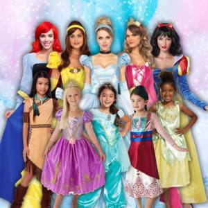 Image of women and girls in Disney Princess costumes