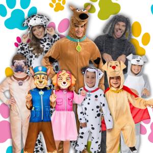 Image of people in dog costumes