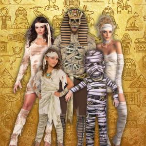 Image of people in mummy costumes