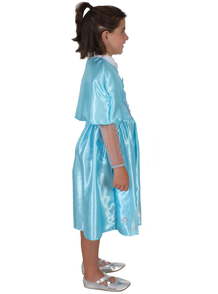 Side image of Elsa Girls Disney Frozen Princess Costume With Cloak