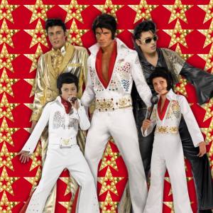 Image of men and boys wearing Elvis costumes