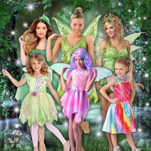 Image of women and girls in fairy costumes