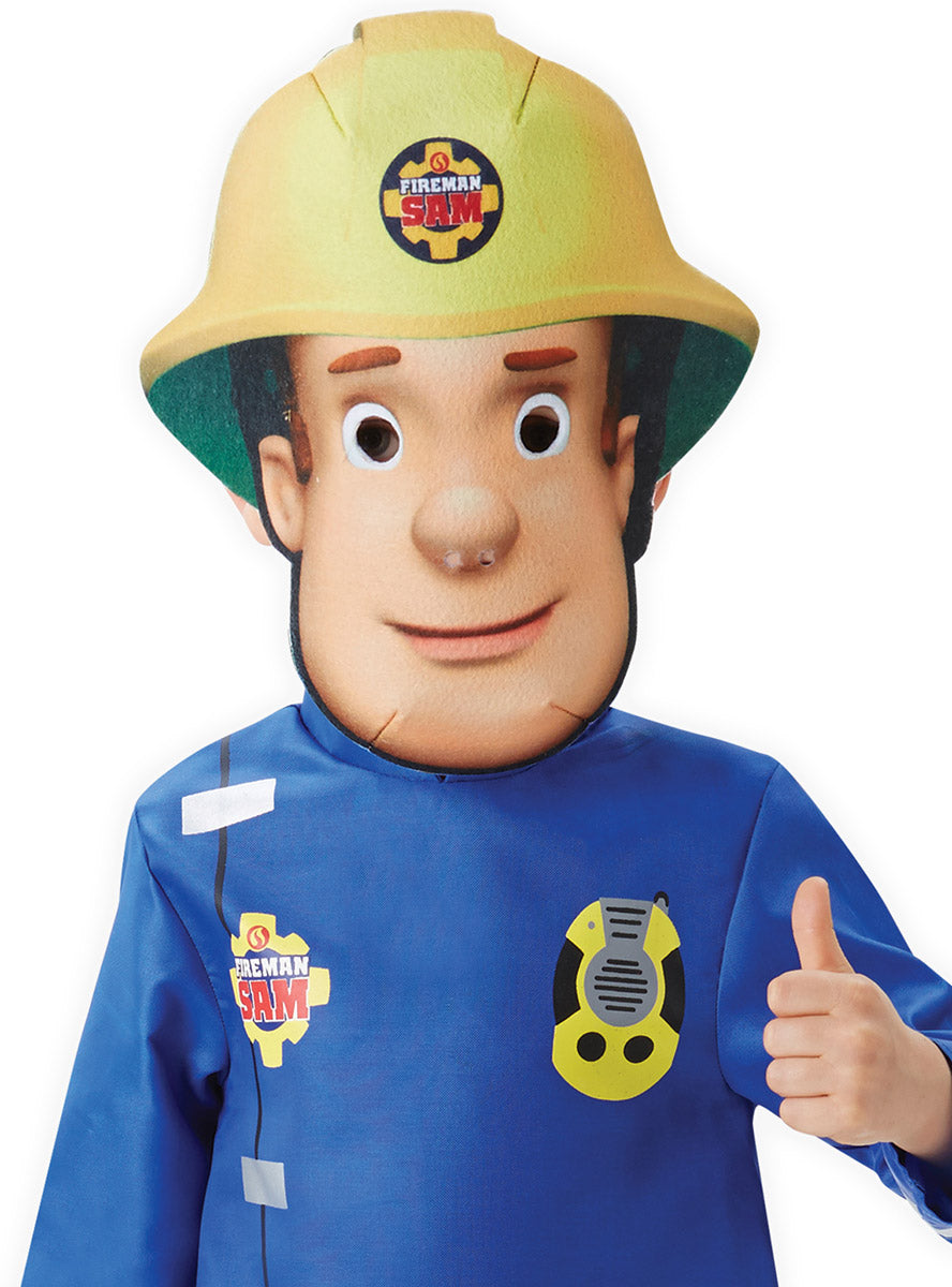 Close Face Image of Deluxe Toddler Fireman Sam Cartoon Character Costume