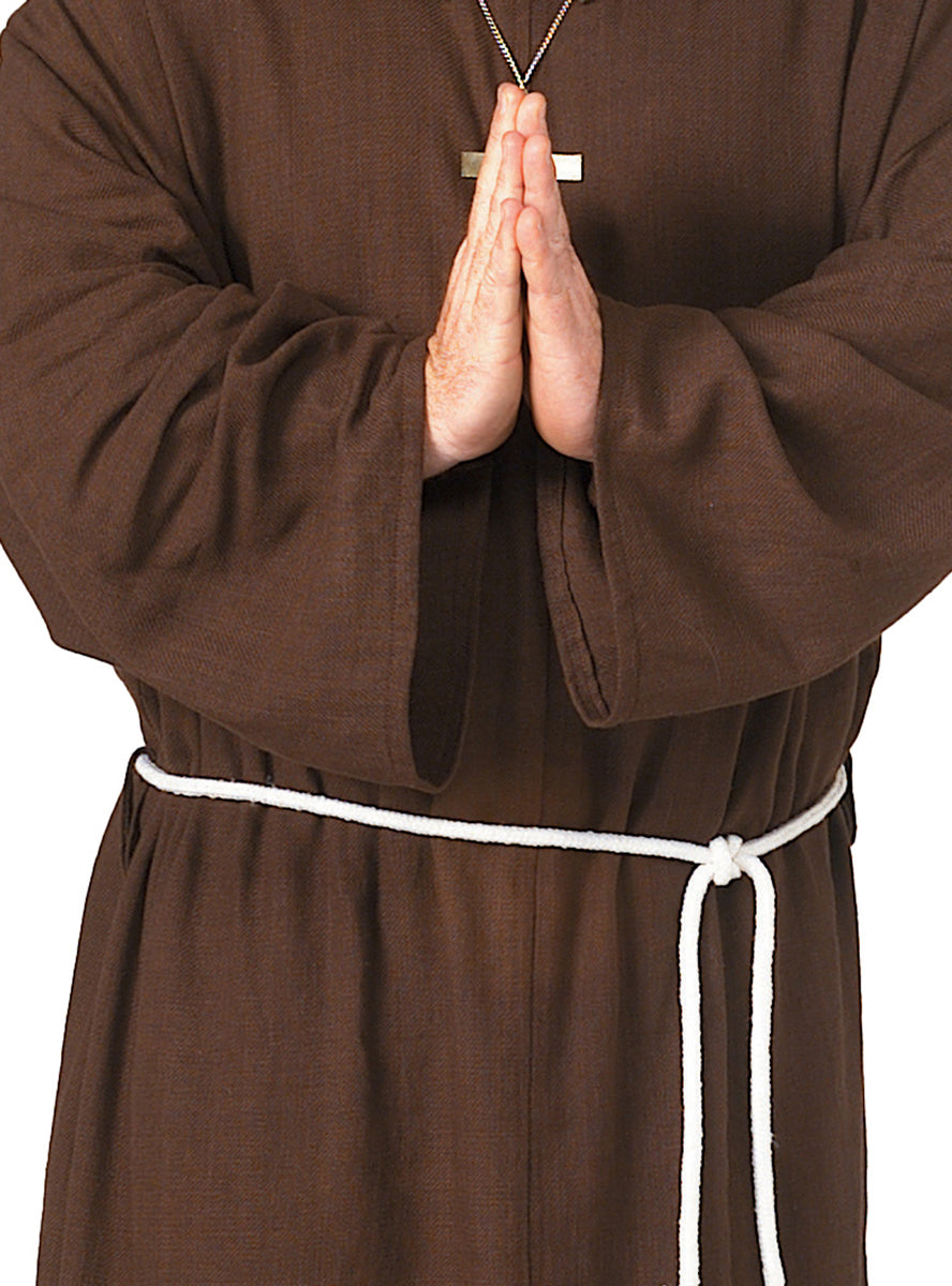 Brown Medieval Monk Mens Friar Tuck Costume - Close Image