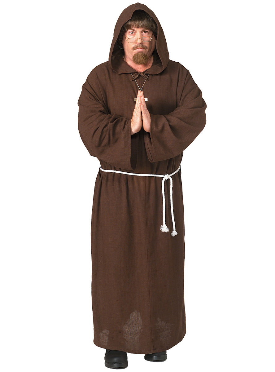 Brown Medieval Monk Mens Friar Tuck Costume - Main Image