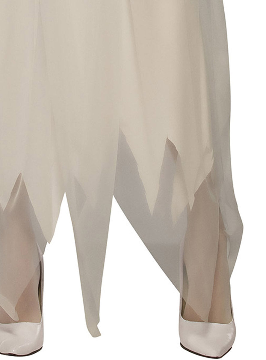 Close Image Of Ghostly White Long Halloween Costume Skirt