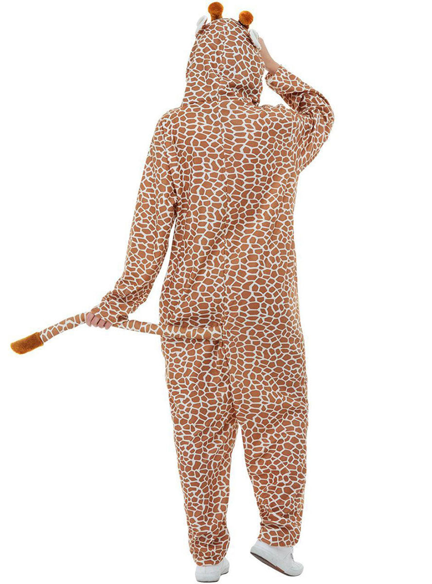 Image of Spotted Giraffe Mens Animal Onesie Costume - Back View