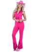 Womens hot pink barbie cowboy costume - Main image