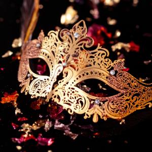 Image of a gold masquerade mask