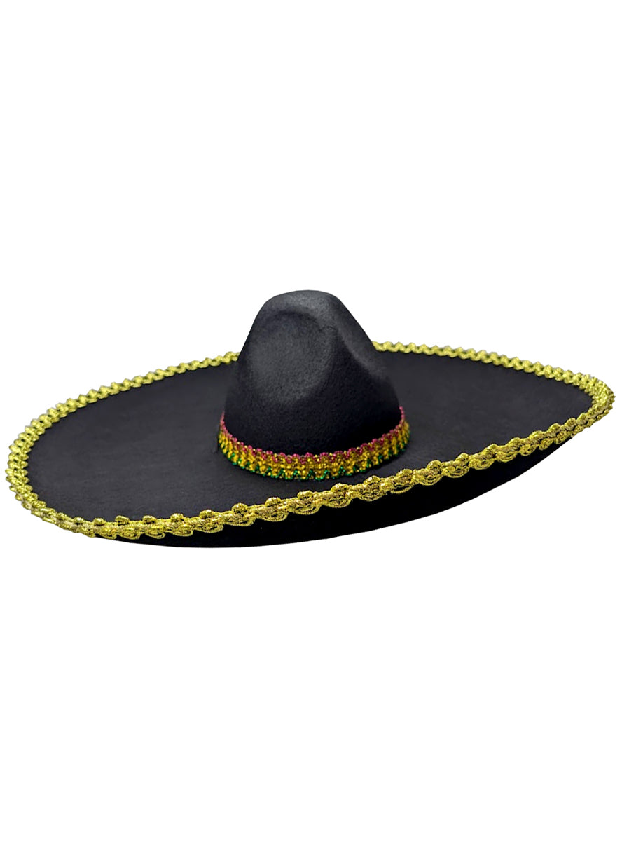 Black Mexican Costume Hat | Costume Sombrero Hat for Adults