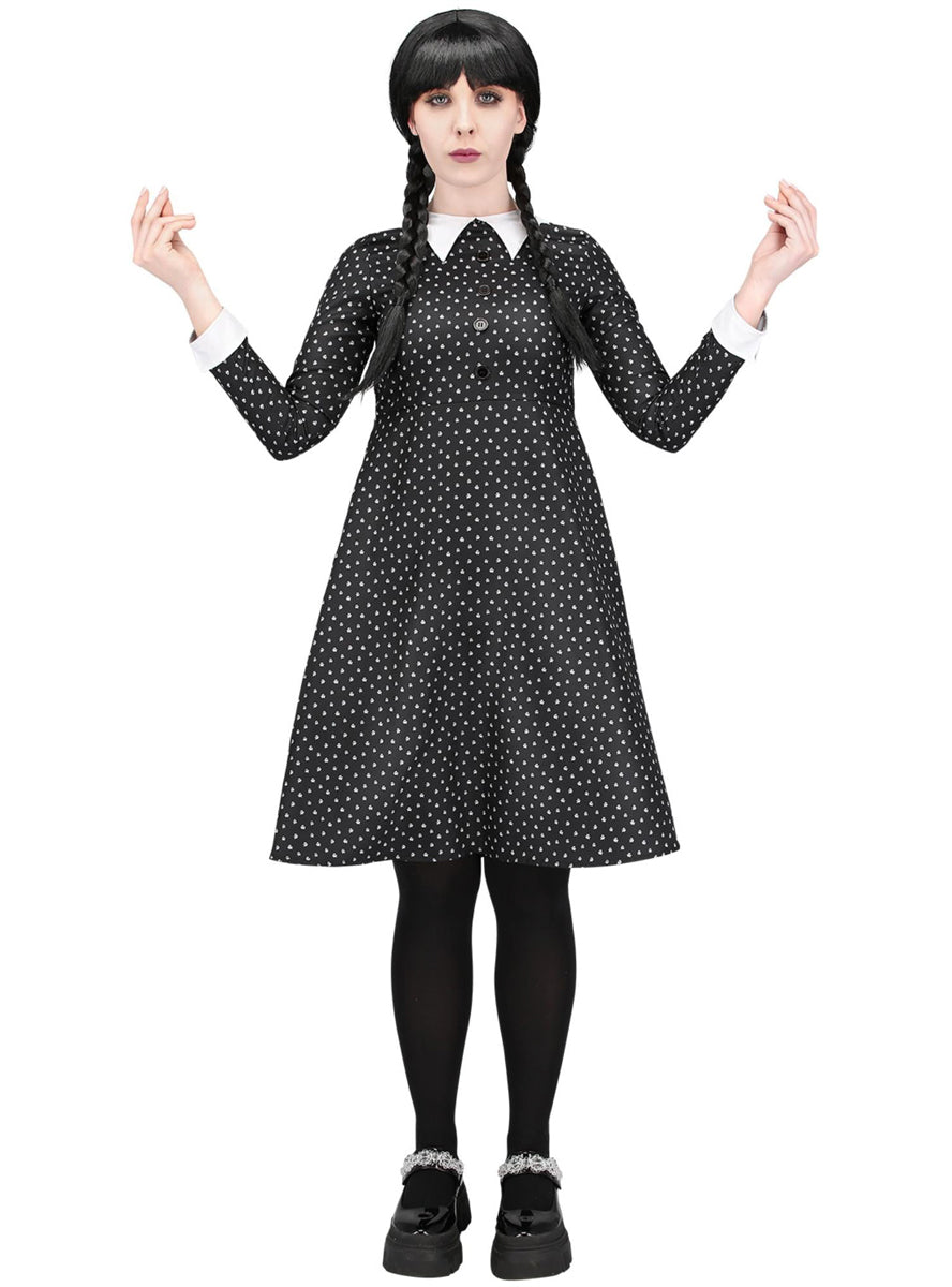 Girls Wednesday addams family school uniform costume - Alternative image